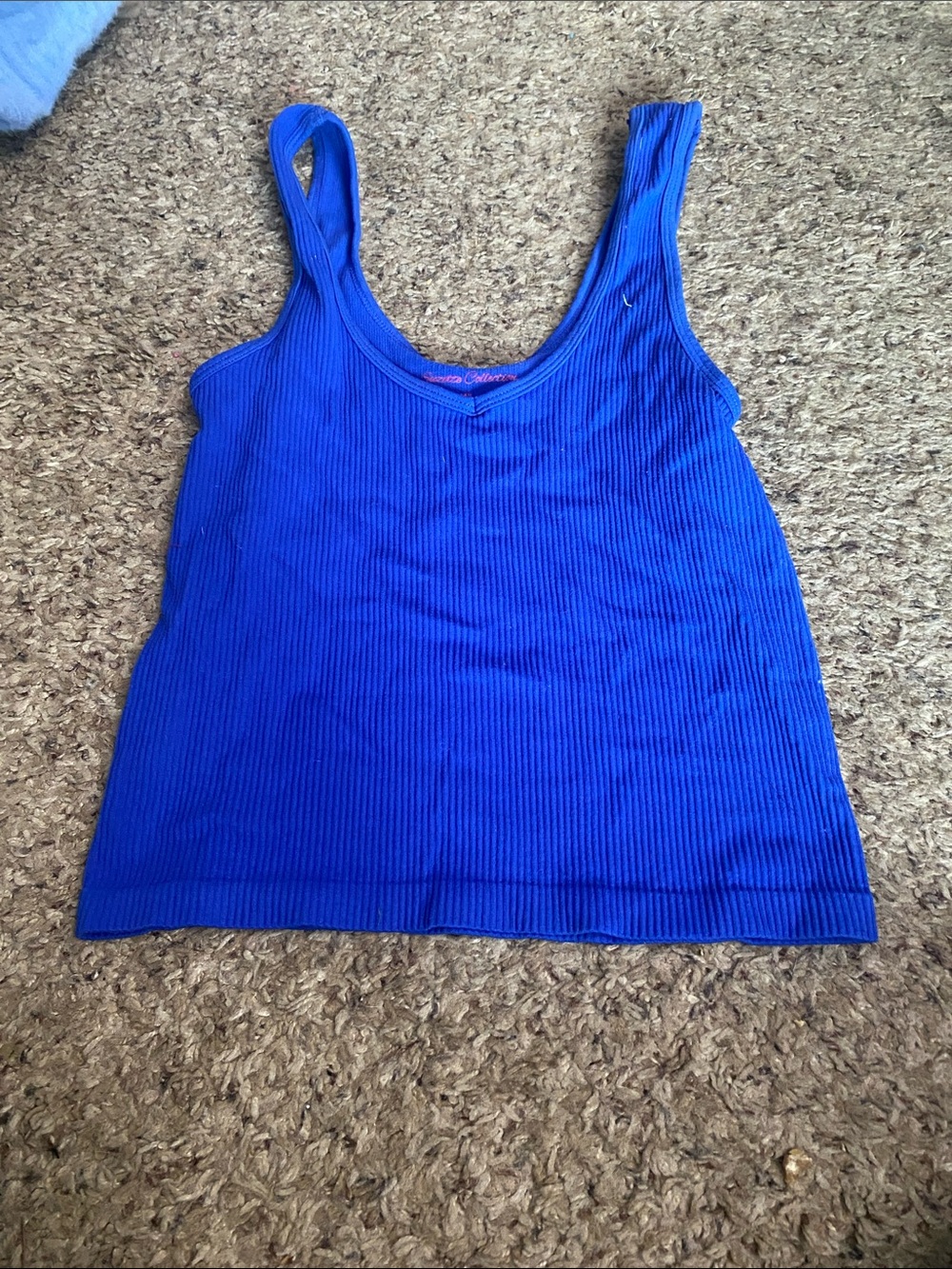 Ribbed Scoop Tank Top in Royal Blue